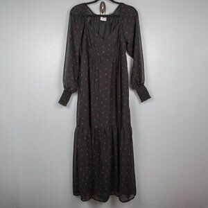 Vila black cherry print tiered maxi dress-38